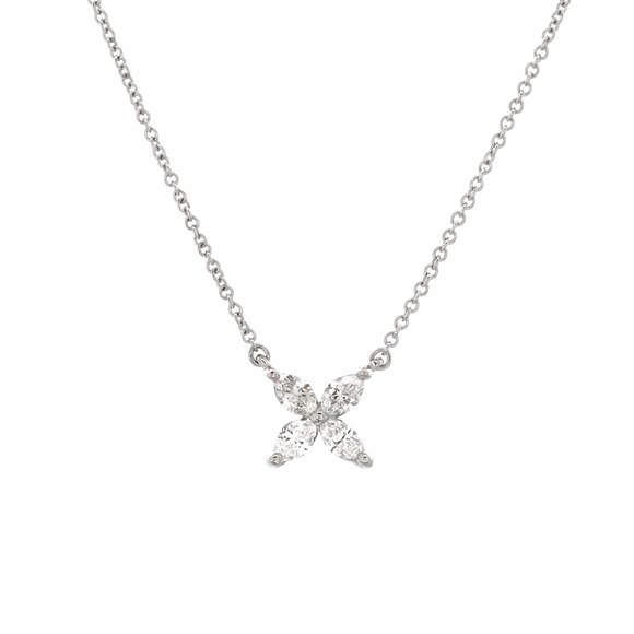Tiffany & Co. Jewelry - Tiffany & Co. Medium Victoria Pendant Necklace Platinum with Diamonds